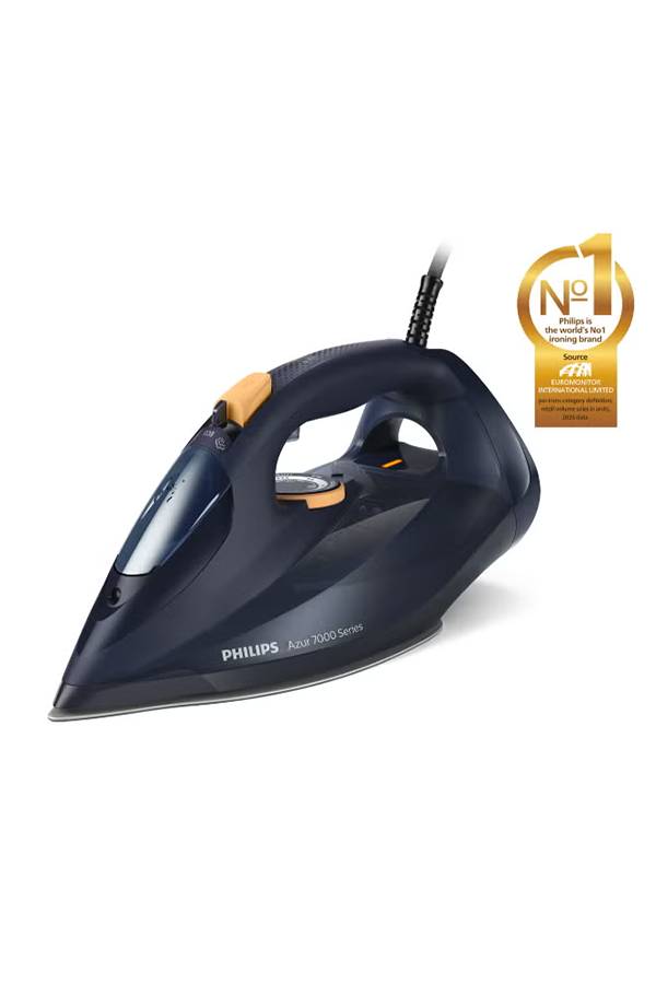 Steam Iron 7000 Series - 55g/min Continuous Steam, 250g Steam Boost, SteamGlide Elite Soleplate, Auto-Off, Vertical Steam, Drip Stop, 3000 W DST7060/26 Blue/Yellow