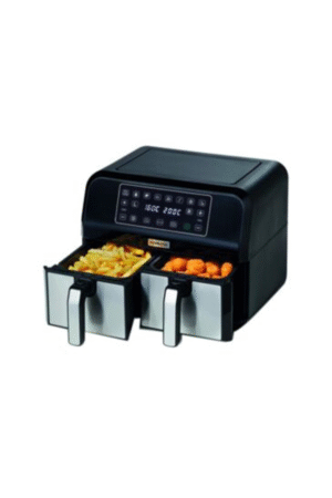 Digital Twin Air Fryer Xxxl 4L+4L 1.7Kg+1.7Kg With Dualzone Technology & Dual Fryin G 220V Supply Voltage And 50Hz 8 L 1700 W HFM75.000MB Black/Silver