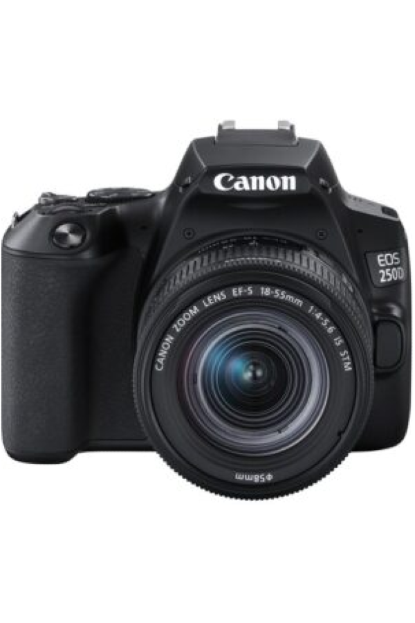 EOS 250D DSLR Camera With EFS 18-55 DC III Lens 24.1 MP APS-C Sensor 5 FPS Vari-Angle Touchscreen 4K Movies Wi-Fi Bluetooth
