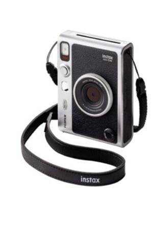 Instax Mini EVO Hybrid Black Instant Camera Bundle with 2X Mini Twin Pack Instant Film