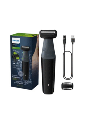 PHILIPS Bodygroom BG3017/01,Showerproof Groin & Body Trimmer,Hypoallergenic Blades, Close & Comfortable Shave, 3mm Comb,50min Cordless, Ergonomic Grip Black/Grey/Silver