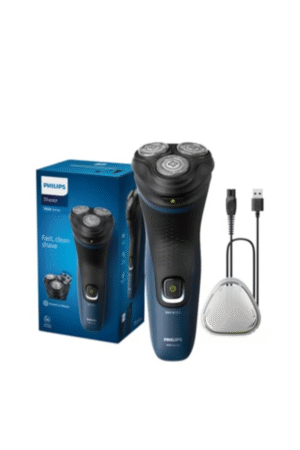 PHILIPS Shaver S1151/00,Wet & Dry Use,Fast, Comfortable Shave with ComfortCut Blades,3D Floating Heads, One-Touch Open,40min Cordless Use, Protective Cap Included Blue/Black