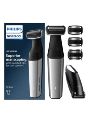Philips Bodygroom Series 5000, Showerproof Groin and Body Trimmer, Close and Comfortable Shave, Complete Body Grooming Including Back, 60 Min. Runtime, Model BG5025/40