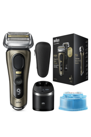 Braun Series 9 Pro+ 9569cc Wet & Dry Shaver, Electric Razor for Men, Pro Shave Elements & Precision Long Hair Trimmer, 6-in-1 SmartCare Center and Travel Case, 60min Battery Runtime - Gold