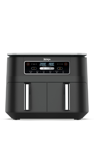 Ninja Foodi Dual Zone Digital Air Fryer, 2 Drawers, 7.6L, 6-in-1, Air Fry, Max Crisp, Roast, Bake, Dehydrate, Cooks 4-6 Portions, Non-Stick, Dishwasher Safe Baskets, Black, AF300ME