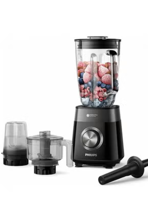 Philips Blender 5000 Series - 1200W, 2L Capacity, 3 Speed+ Pulse, ProBlend Plus Technology, Chopper & Mill Attachment, Black - HR3033/00