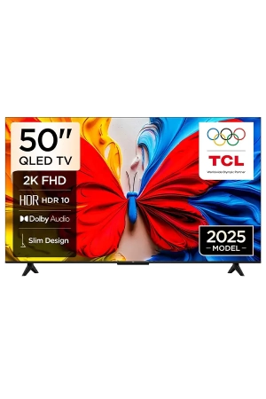 TCL 50 Inch S5K QLED Full HD Smart Google TV with Google Voice, HDR10, Dolby Audio, Google Cast, and Metallic Bezel-less Slim Design - 2025 Model 50S5K Black