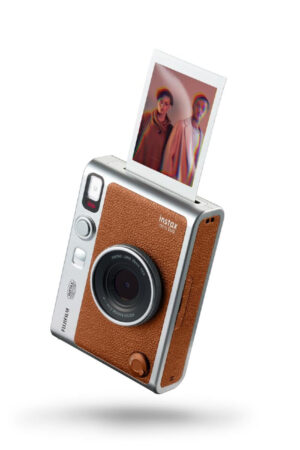 Instax Mini EVO Hybrid Instant Camera – Brown (USB-C) | Instant Print with Digital Preview, Creative Modes & Built-In Selfie Mirror