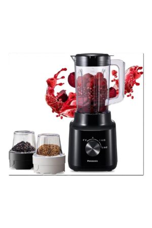 Panasonic 450w motor blender, curved stainless steel blade for smooth blending, 1.45L plastic jug for easy handling, 2 dry mill for grinding, 2 speed+1 pulse, safety lock-MX-CP3121
