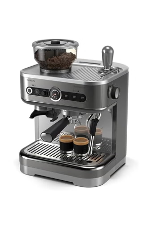 Barista Brew SemiAutomatic Espresso Machine 280Gr Dual Bean ContainerStainless Steel Portafilter Americano Button 450Ml Milk Jug Metal Conical Burr Grinder Pressure Gauge PSA322801