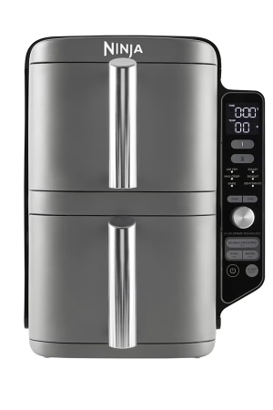 Double Stack XL Air Fryer, Vertical Dual Drawer Air Fryer With 4 Cooking Layers, 2 Drawers And 2 wire Racks, Space Saving Design, 6 Cooking Functions. 9.5 L 2470 W SL400ME/EU Silver