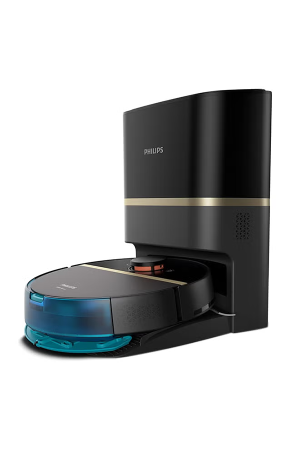HomeRun 7000 Series Robot Vacuum & Mop with Auto-Empty Station, 5000Pa Ultra-Strong Suction, Smart Obstacle Detection, App Control, Self-Charging Robotic Cleaner With 2 Year Warranty 700 W XU7100/01 Deep Black/Gold