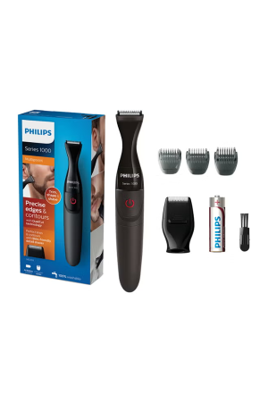 Multigroom MG1100/16,Ultra-Precise Beard Styler,3 Precision Combs, Fully Washable,AA Battery Included Black/Grey MG1100/16