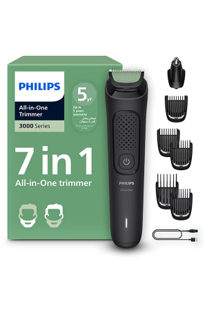 Philips All-in-One Trimmer MG3920/15 7-in-1 Beard, hair & nose trimming 60 min cordless USB-A charging Washable parts Pouch included Black