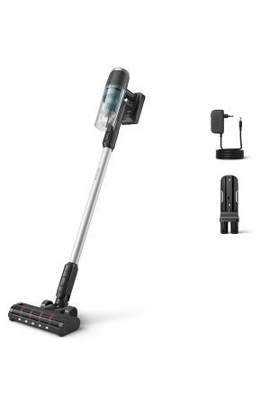 Philips Cordless Vacuum 3000 Series - Up to 60 mins Runtime, LED Nozzle, Handheld Vacuum, PowerCyclone 8, Digital Motor with 2 years Warranty -Misty dawn 200 W XC3031/61 Black