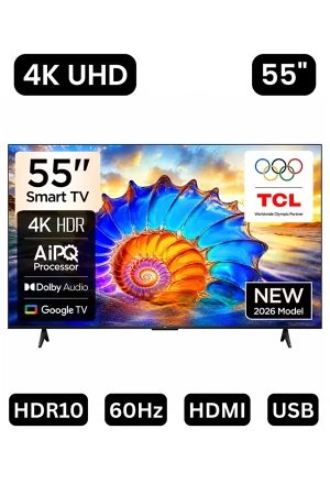 TCL 55P61L 55-Inch 4K UHD Smart Google TV (2026 Model) – HDR10+, Dolby Vision Atmos, Game Master, MEMC & Slim Bezel Design