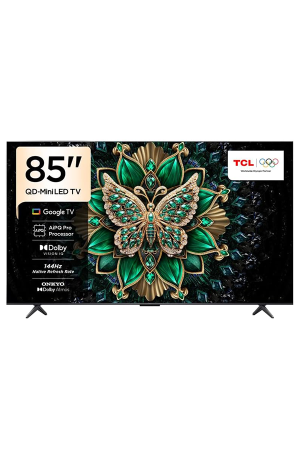 TCL 85C61K 85 Inch QD-Mini LED 4K Smart Google TV with AiPQ Pro Processor, ONKYO 2.1 Hi-Fi & 144Hz Refresh Rate (2026 Model)