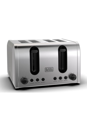 Black+Decker 4-Slice Toaster – 2100W with Extra-Wide Slots, 6 Browning Levels, Defrost, Reheat & Cancel Functions