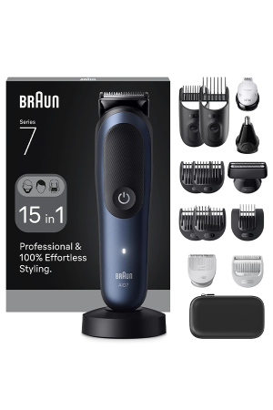 Braun All-in-One Series 7 AIO7580 15-in-1 Grooming Kit for Men – ProBlade Technology, Beard, Hair & Body Trimmer with Charging Stand
