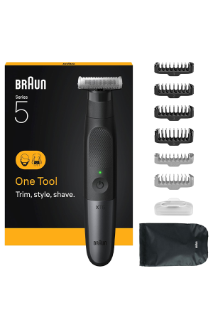 Braun All-in-One Series XT5 XT5200 Hybrid Beard Trimmer & Electric Shaver – 4D Flex Blade, Wet & Dry, 8 Styling Tools