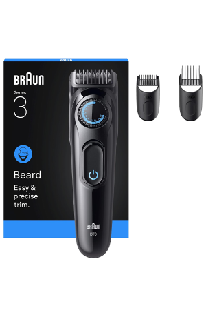 Braun Beard Trimmer Series 3 BT3520 for Men – 40 Length Settings, 3 Styling Tools, Rechargeable Precision Beard & Hair Trimmer