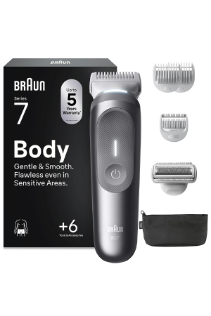 Braun Body Groomer Series 7 BG7550 for Men – 6 Grooming Tools, Body Hair Trimmer & Shaver, SkinGuard Technology, Wet & Dry