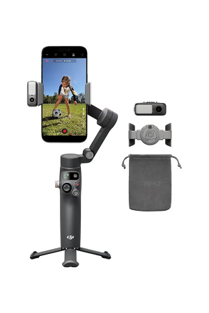 DJI Osmo Mobile 8 Smartphone Gimbal Stabilizer for iPhone & Android with Native Tracking, 360° Pan Rotation, 3-Axis Stabilization, Built-in Extension Rod & Tripod – Grey