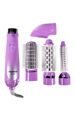 Panasonic EH-KA42 4-in-1 Hair Styler with Hot Air Brush, 4 Attachments, Dry, Straighten & Curl – Violet/White