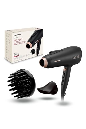 Panasonic EH-NE86 Ionic Hair Dryer – 2300W Professional Fast Drying Hair Dryer with Diffuser, Air Boost, Heat Protection Mode, Cool Shot & Foldable Handle – Black