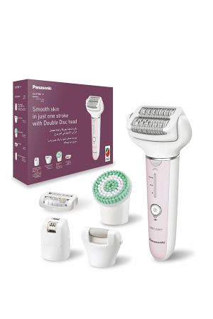 Panasonic ES-EY80 Wet & Dry Epilator for Women with 5 Attachments, 60 Tweezers, 90° Flexible Head, Cordless