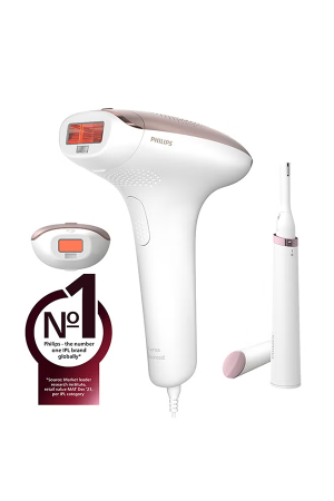 Philips Lumea IPL 7000 Series BRI921/60 Hair Removal Device with Smart Skin Tone Sensor, 2 Attachments for Face & Body, Satin Compact Pen Trimmer & Corded Use
