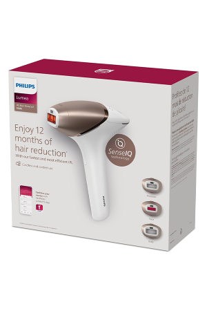 Philips Lumea IPL 9000 Series BRI955/60 Cordless Hair Removal Device with SenseIQ Technology, Smart Skin Tone Sensor, 3 Attachments for Face, Body & Precision Areas