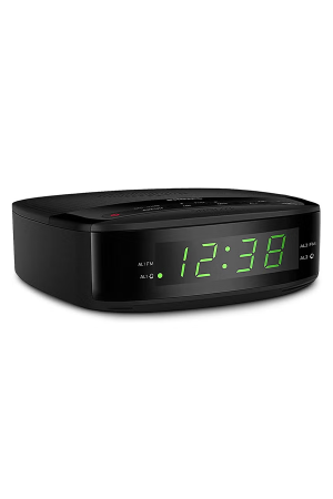 Radio Alarm Clocks for Bedrooms, LED Display, Easy Snooze, Sleep Timer, Alarm Clock Radio w/Battery Backup Bedroom Clock (Batteries not Included) TAR3205 Black