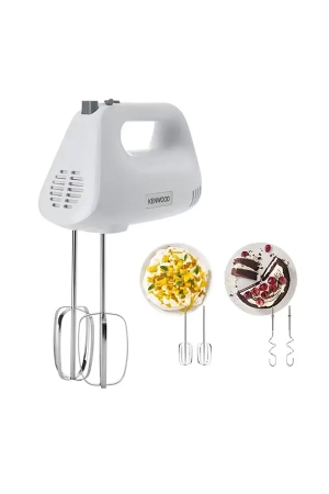 Kenwood HMP30.A0WH Hand Mixer 450W Electric Whisk with 5 Speed Settings, Turbo Function, Stainless Steel Beaters & Dough Hooks – White