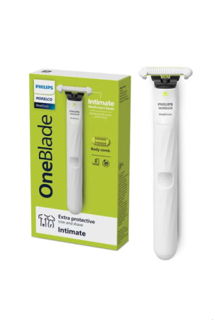 OneBlade Intimate Electric Shaver and Intimate Trimmer for Men and Women, with Extra Skin Protection, QP1924/70, White