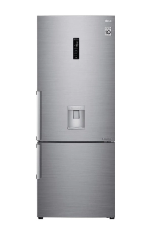 LG 446 Liter Refrigerator, Bottom Freezer, Water Dispenser, Inverter Linear Compressor, Color Silver Model – GCF689BLCM – International Version.
