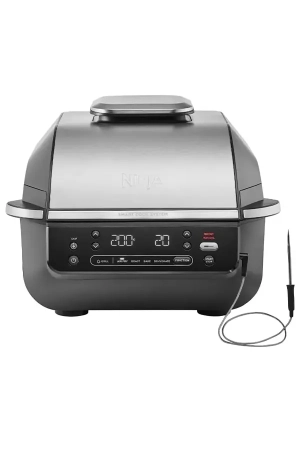 Ninja Foodi 5-in-1 Indoor Grill & Air Fryer EG351ME – 5.7L Smart Indoor Grill with Air Fry, Roast, Bake & Dehydrate, Digital Meat Thermometer, Black/Silver, 2-Year Warranty