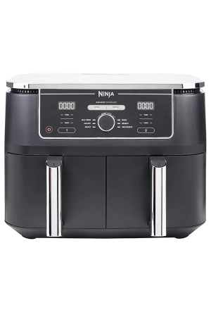 Ninja Foodi Dual Zone Air Fryer 9.5L with Dual Drawers, 6 Cooking Functions, Digital Touch Controls, AF400ME, Black