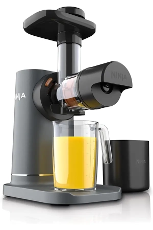 Ninja JC151 NeverClog Cold Press Juicer (Renewed) – BPA-Free Slow Juicer with Total Pulp Control, 2 One-Touch Programs, Machine Gray