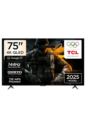 TCL 75 Inch T8C QLED 4K Smart Google TV (2025 Model) | Quantum Crystal Display | 144Hz Native Refresh Rate | HDR10+ | ONKYO 2.1 Hi-Fi Sound System | Dolby Atmos | DTS Virtual:X | MEMC | Game Master | 75T8C