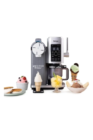 Ninja CREAMi Scoop & Swirl Soft Serve & Ice Cream Maker with 2 x 480ml Tubs, 13 One-Touch Programs, NC701UK, Platinum Silver
