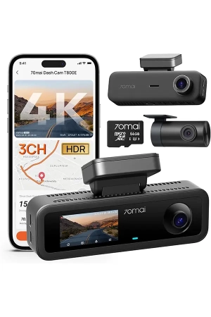 70mai T800 4K 3-Channel Dash Cam | Front & Rear Dual 4K + Interior 1080P, GPS, Wi-Fi 6 & Voice Control