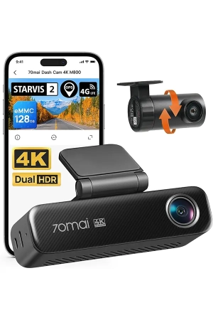 70mai M800 4K Dash Cam Front & Rear | Sony STARVIS 2 IMX678, Dual HDR, 4G LTE, 5GHz Wi-Fi & 128GB eMMC