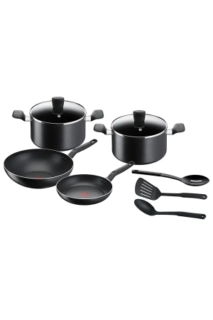 Tefal Super Cook 9-Piece Aluminum Non-Stick Cookware Set, Black – B459S984