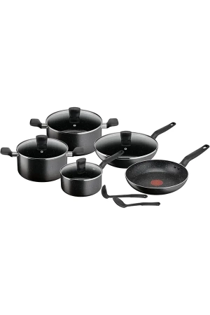 Tefal Dark Stone 11-Piece Aluminum Non-Stick Cookware Set – B491SB85